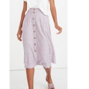 Madewell Lavender Button-Front Midi Skirt